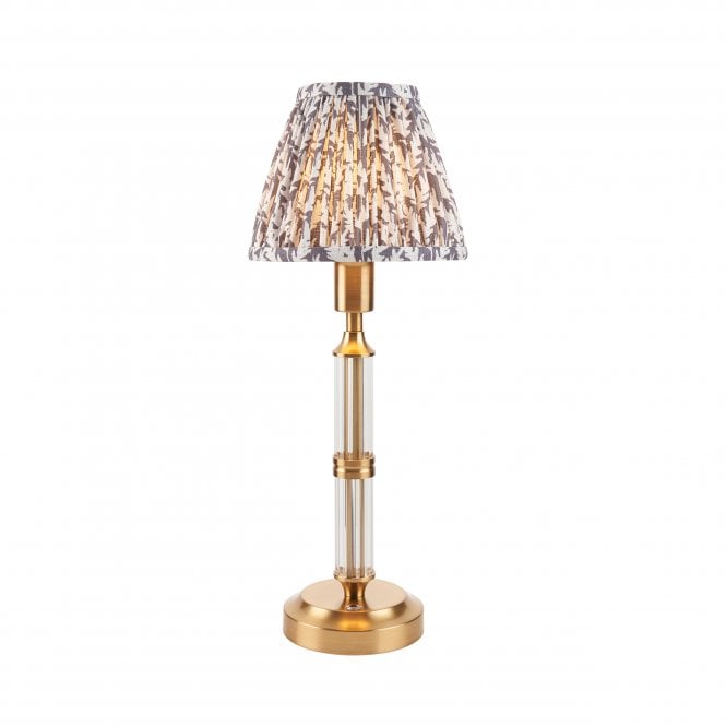 Morton Rechargeable Table Lamp with Leaf Shade in Pearl Grey