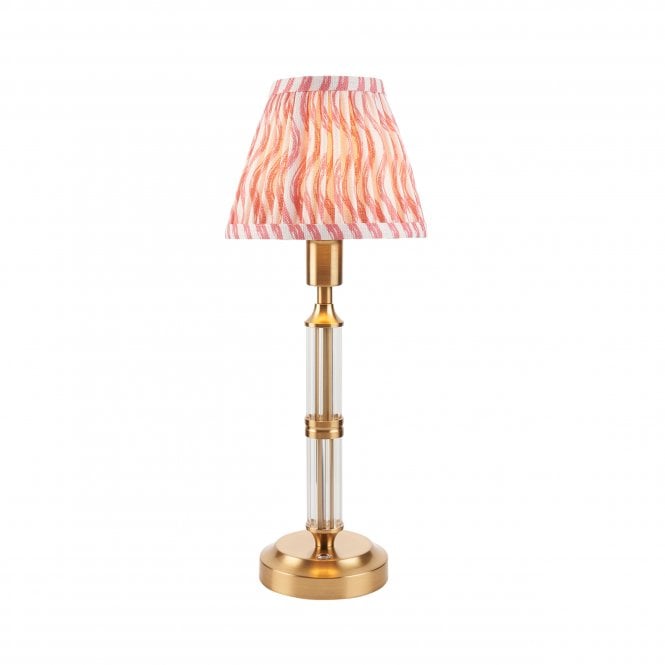 Morton Rechargeable Table Lamp with Ripple Shade in Coral Pink