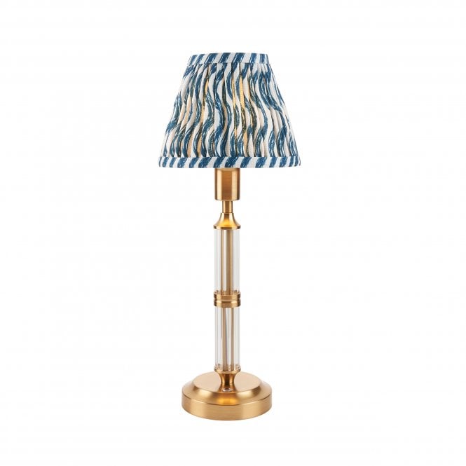 Morton Rechargeable Table Lamp with Ripple Shade in Marlin Blue
