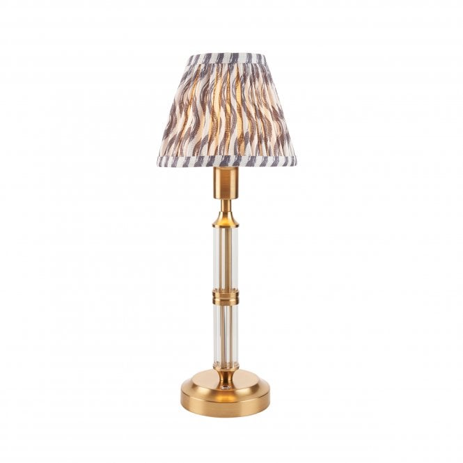 Morton Rechargeable Table Lamp with Ripple Shade in Pearl Grey