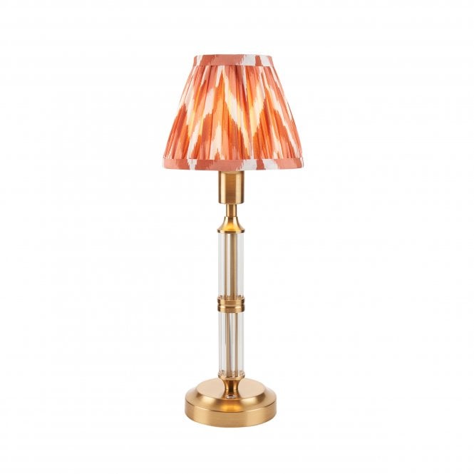 Morton Rechargeable Table Lamp with Zigzag Shade in Apricot