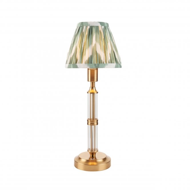 Morton Rechargeable Table Lamp with Zigzag Shade in Cotswold Green