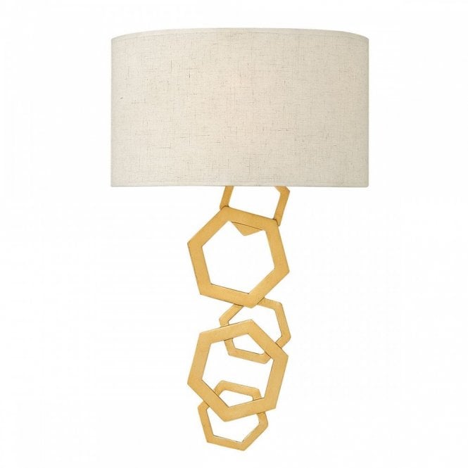 MOXIE hexagonal structured wall light in sunset gold with shade