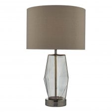 MUBINA Touch Table Lamp in Black Chrome and Smoked Glass with Shade