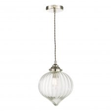 Ribbed glass and nickel ceiling pendant
