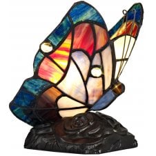 Tiffany butterfly table lamp in blue and brown glass