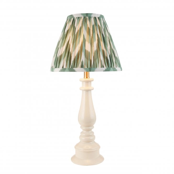 Myrtle Table Lamp in Almond White with Cotswold Green Zigzag Shade