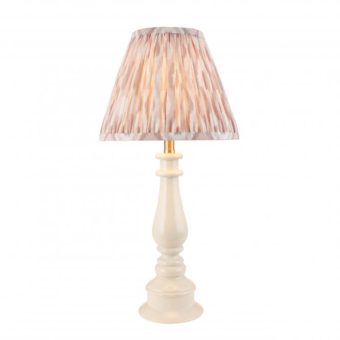 Myrtle Table Lamp in Almond White with Neutral Ikat Shade