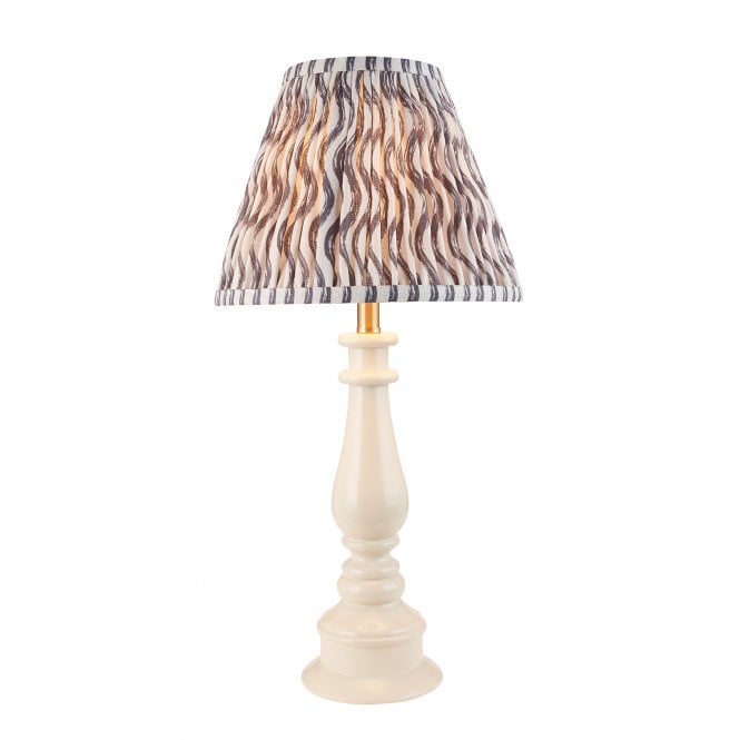 Myrtle Table Lamp in Almond White with Pearl Grey Ripple Shade