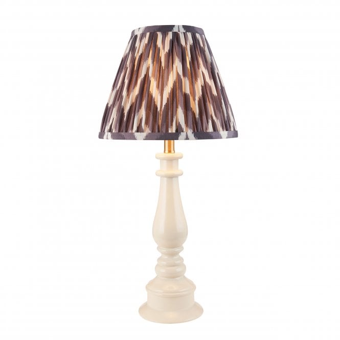 Myrtle Table Lamp in Almond White with Pearl Grey Zigzag Shade