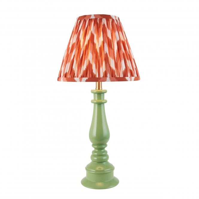 Myrtle Table Lamp in Cotswold Green with Apricot Zigzag Shade