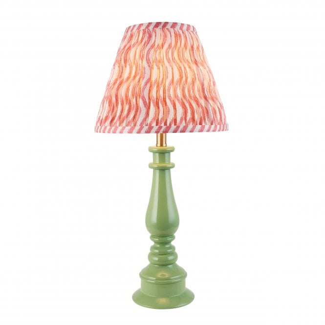 Myrtle Table Lamp in Cotswold Green with Coral Pink Ripple Shade