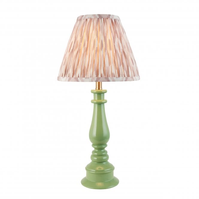 Myrtle Table Lamp in Cotswold Green with Neutral Ikat Shade