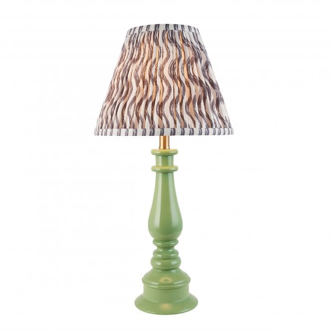 Myrtle Table Lamp in Cotswold Green with Pearl Grey Ripple Shade