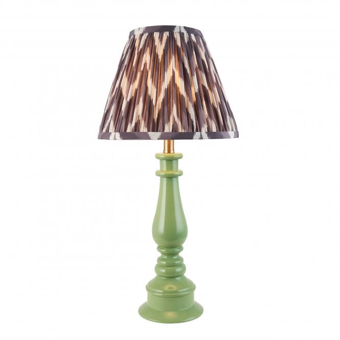 Myrtle Table Lamp in Cotswold Green with Pearl Grey Zigzag Shade
