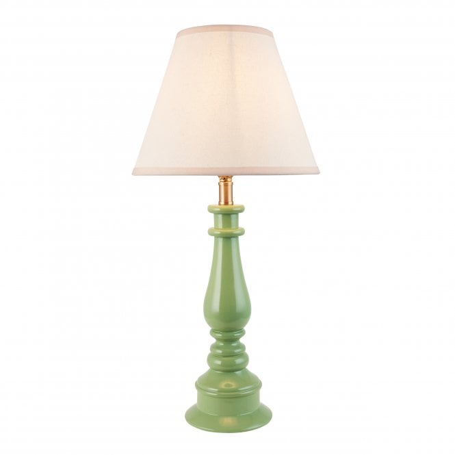 Myrtle Table Lamp in Cotswold Green with Vintage White Ivy Shade