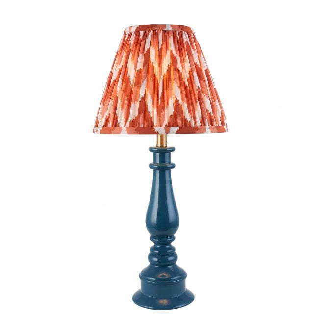 Myrtle Table Lamp in Marlin Blue with Apricot Zigzag Shade
