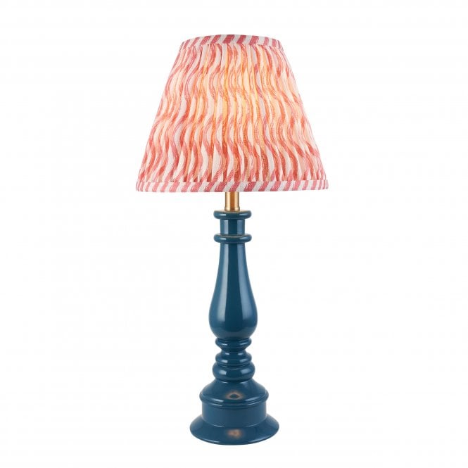 Myrtle Table Lamp in Marlin Blue with Coral Pink Ripple Shade