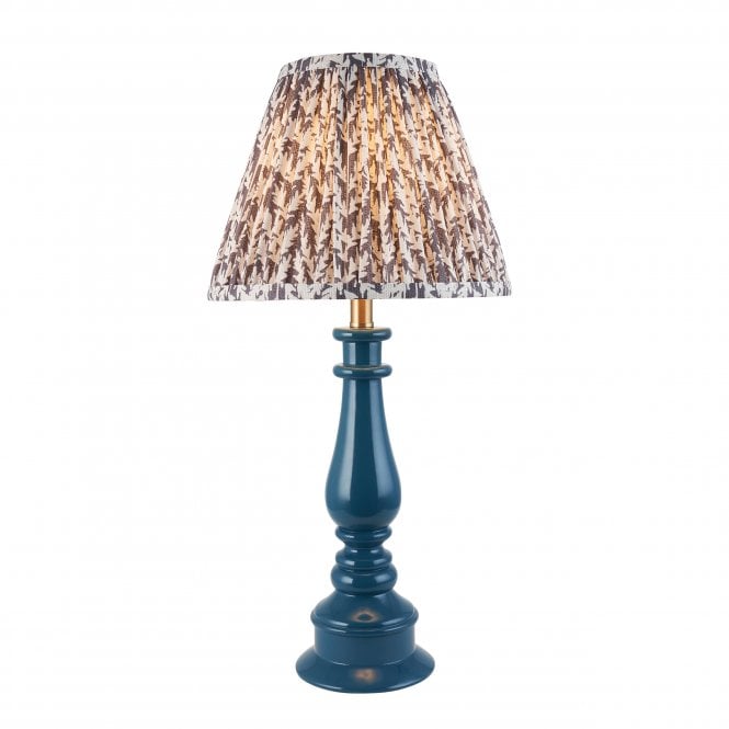 Myrtle Table Lamp in Marlin Blue with Pearl Grey Leaf Shade
