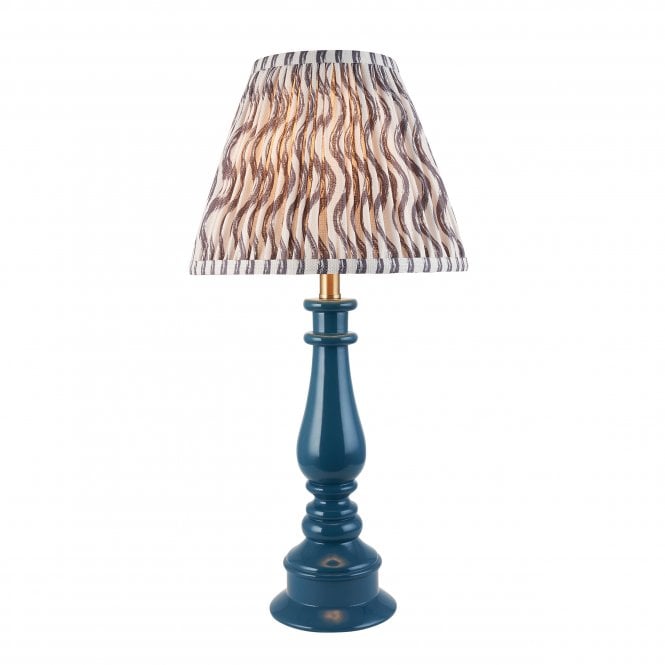Myrtle Table Lamp in Marlin Blue with Pearl Grey Ripple Shade