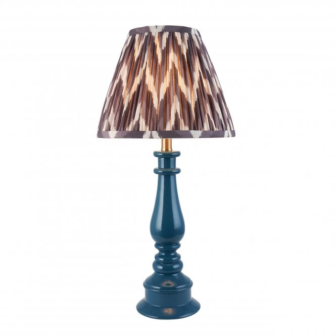 Myrtle Table Lamp in Marlin Blue with Pearl Grey Zigzag Shade