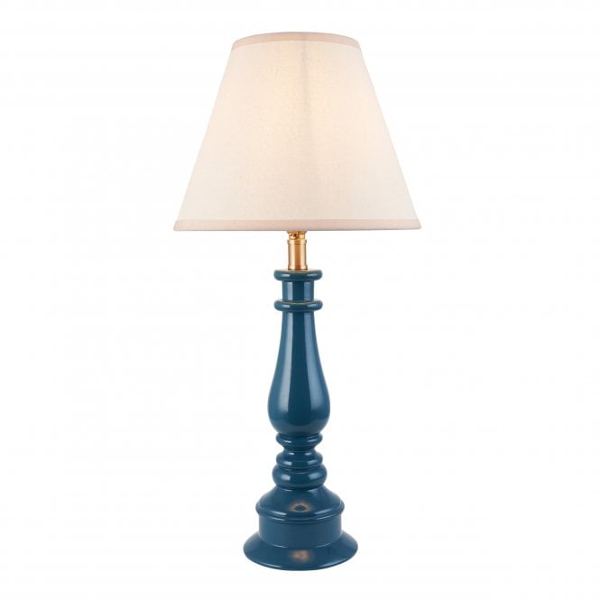 Myrtle Table Lamp in Marlin Blue with Vintage White Ivy Shade