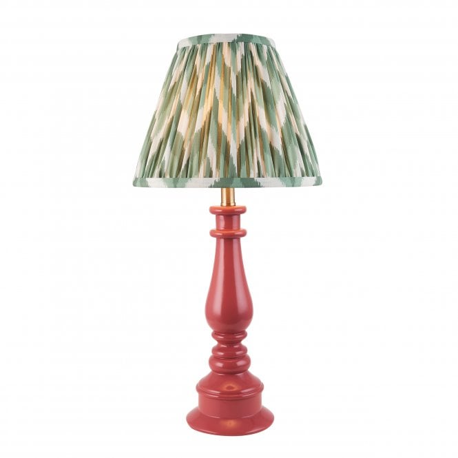 Myrtle Table Lamp in Pink Clay with Cotswold Green Zigzag Shade