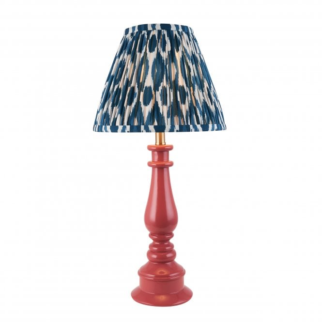 Myrtle Table Lamp in Pink Clay with Marlin Blue Ikat Shade