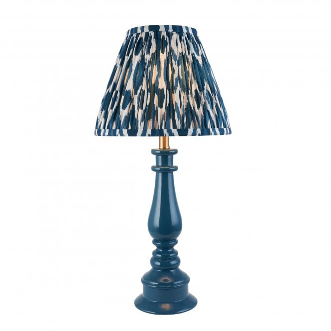 Myrtle Table Lamp with Ikat Shade in Marlin Blue