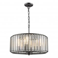 4 Light Ceiling Pendant in Satin Black and Faceted Crystal