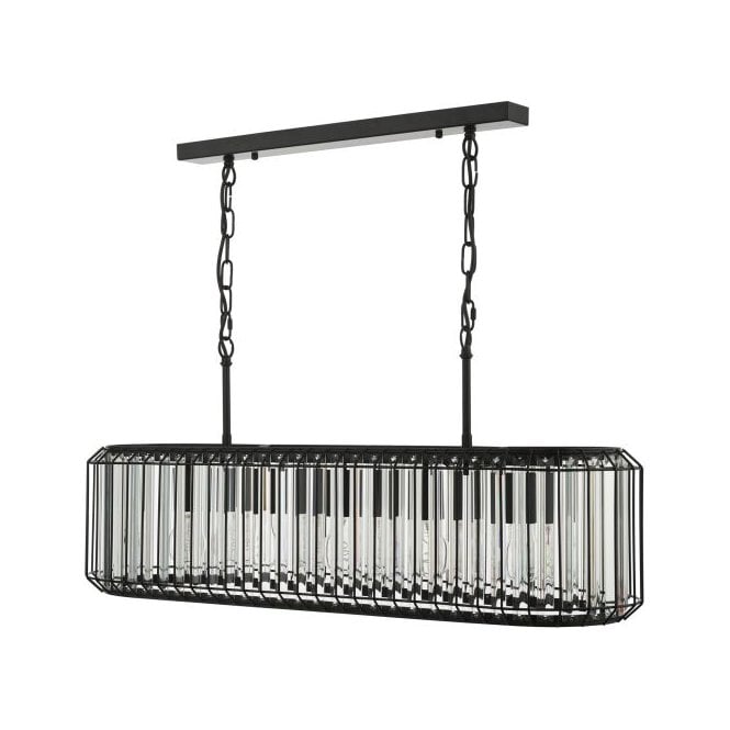 Naeva 5 Light Bar Pendant in Satin Black and Crystal