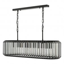Naeva 5 Light Bar Pendant in Satin Black and Crystal
