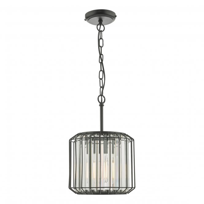 Naeva Ceiling Pendant in Satin Black and Crystal