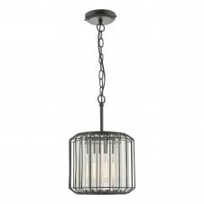 Naeva Ceiling Pendant in Satin Black and Crystal