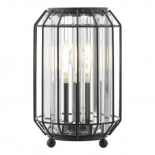 Matt Black and Crystal Table Lamp