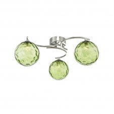 NAKITA 3 Light Semi Flush Ceiling Fixture in Chrome with GL14 Green Dimpled Glass Shade