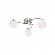 NAKITA 3 Light Semi Flush Ceiling Fixture in Chrome with GL17 White Confetti Glass Shade