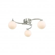 NAKITA 3 Light Semi Flush Ceiling Fixture in Chrome with GL2 Opal Glass Globe Shade