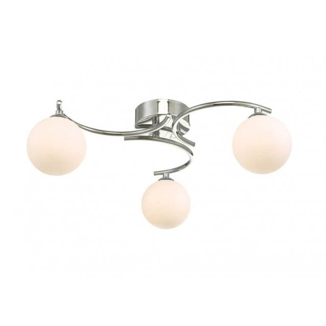 NAKITA 3 Light Semi Flush Ceiling Fixture in Chrome with GL2 Opal Glass Globe Shade