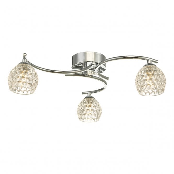 NAKITA 3 Light Semi Flush Ceiling Fixture in Chrome with GL6 Dimpled Glass Shade
