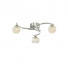 NAKITA 3 Light Semi Flush Ceiling Fixture in Chrome with GL9 Inner Wire Glass Globe Shade