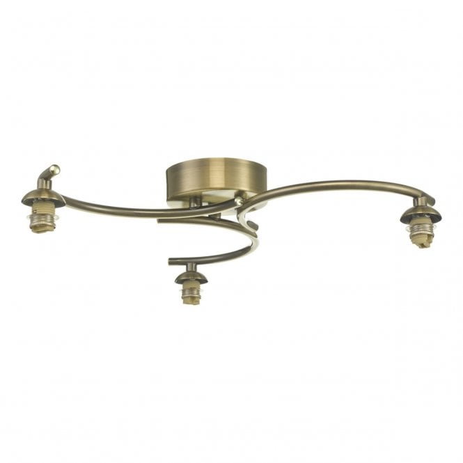 NAKITA 3 Light Semi Flush Ceiling in Antique Brass