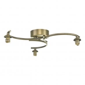 NAKITA 3 Light Semi Flush Ceiling in Antique Brass