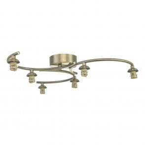 NAKITA 6 Light Semi Flush Ceiling in Antique Brass