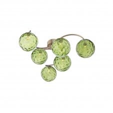 NAKITA 6 Light Semi Flush Ceiling in Antique Brass with GL14 Green Dimpled Glass Shade
