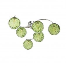 NAKITA 6 Light Semi Flush Ceiling in Chrome with GL14 Green Dimpled Glass Shade