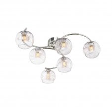 NAKITA 6 Light Semi Flush Ceiling in Chrome with GL16 Champagne Organic Glass Shade