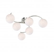 NAKITA 6 Light Semi Flush Ceiling in Chrome with GL17 White Confetti Glass Shade