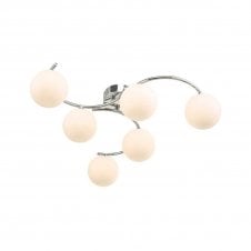 NAKITA 6 Light Semi Flush Ceiling in Chrome with GL2 Opal Glass Globe Shade