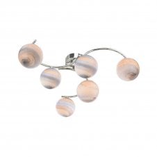 NAKITA 6 Light Semi Flush Ceiling in Chrome with GL7 Planet Glass Globe Shade